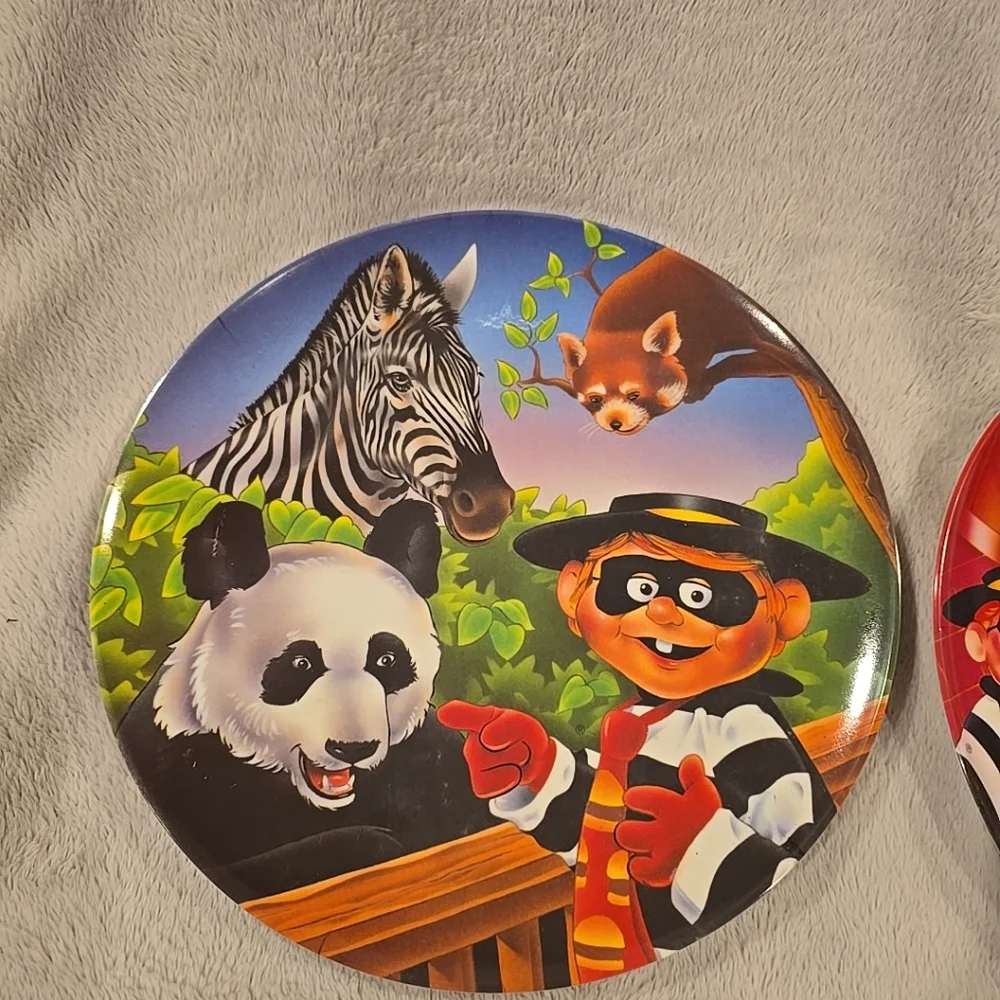 Vintage‎ McDonalds Melamine Plates Set of 2 Ronald Hamburglar 1995 Holiday Zoo